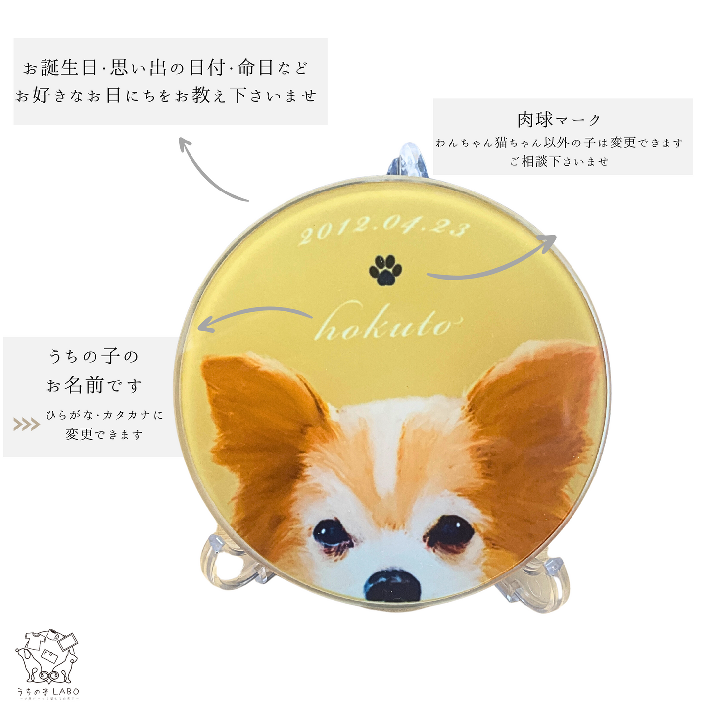 うちの子ひょっこりガラスコースター