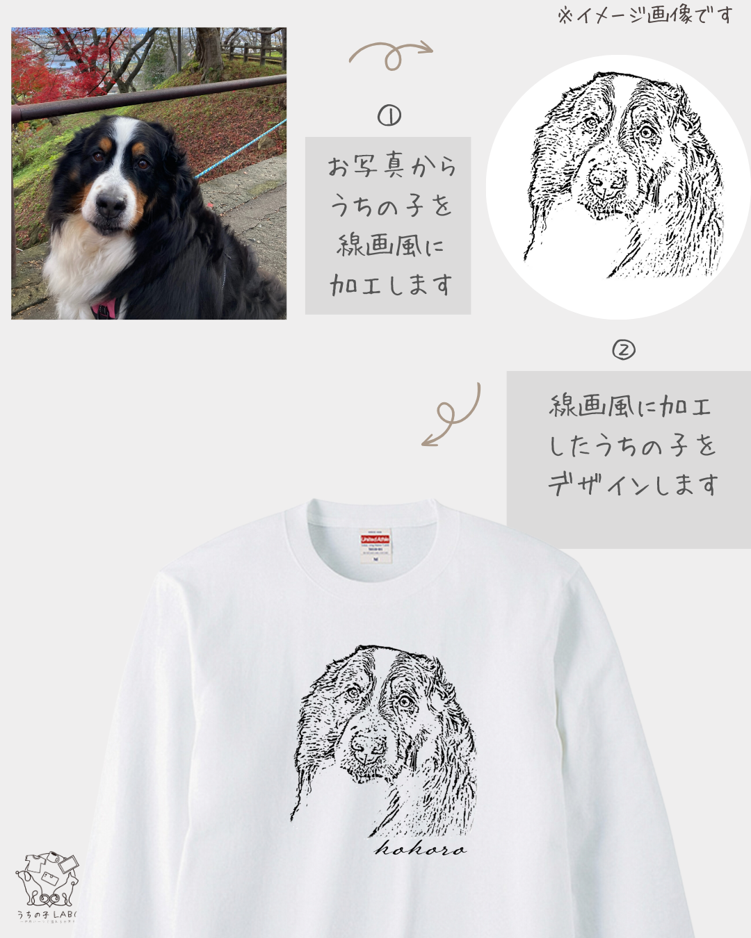-モニター商品- うちの子スケッチ風Tシャツ