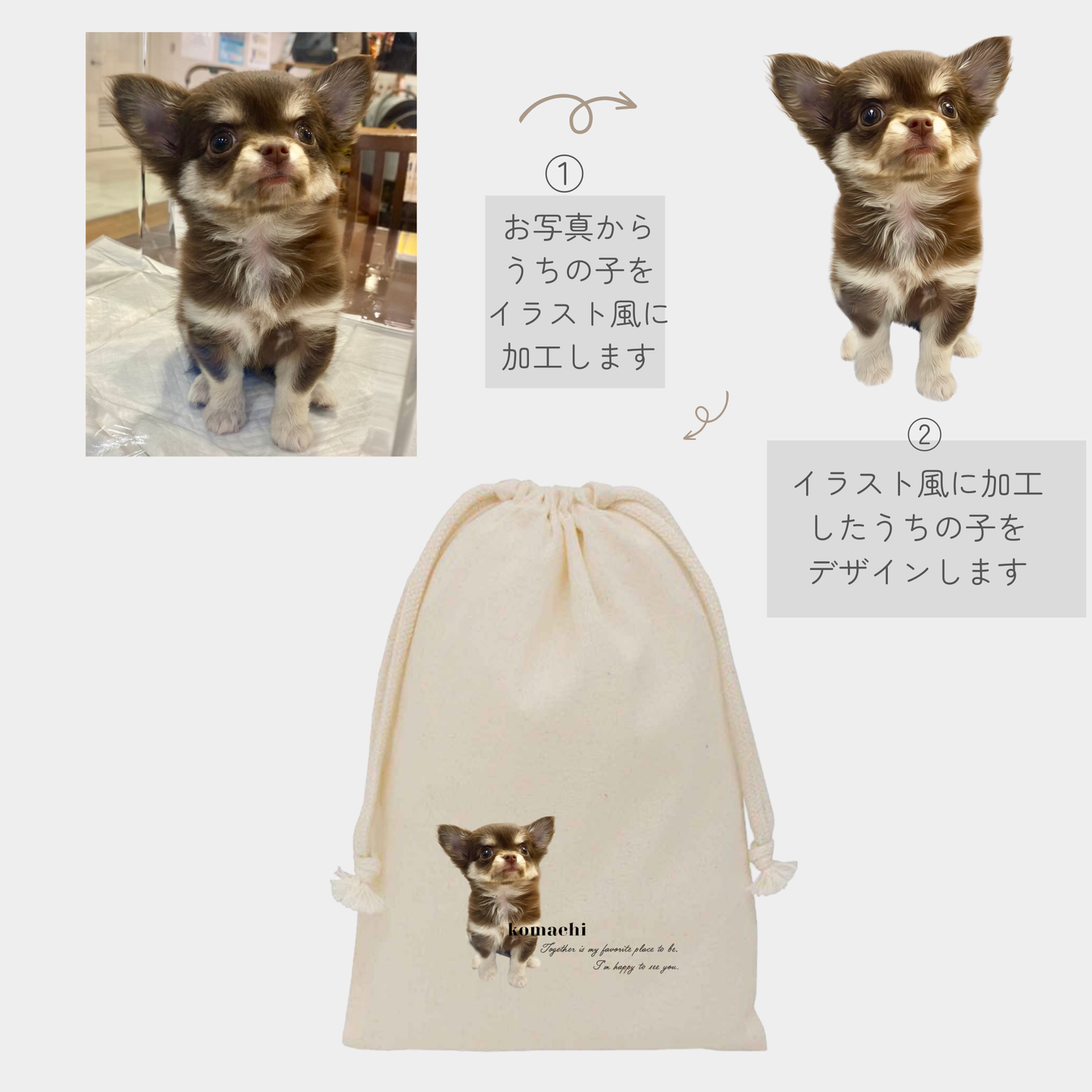 【オプション商品】うちの子巾着（単品）