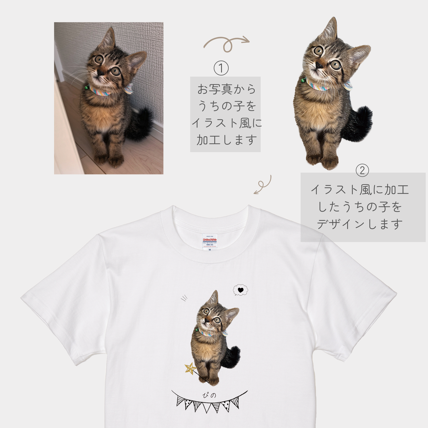 うちの子イラスト風半袖Tシャツ